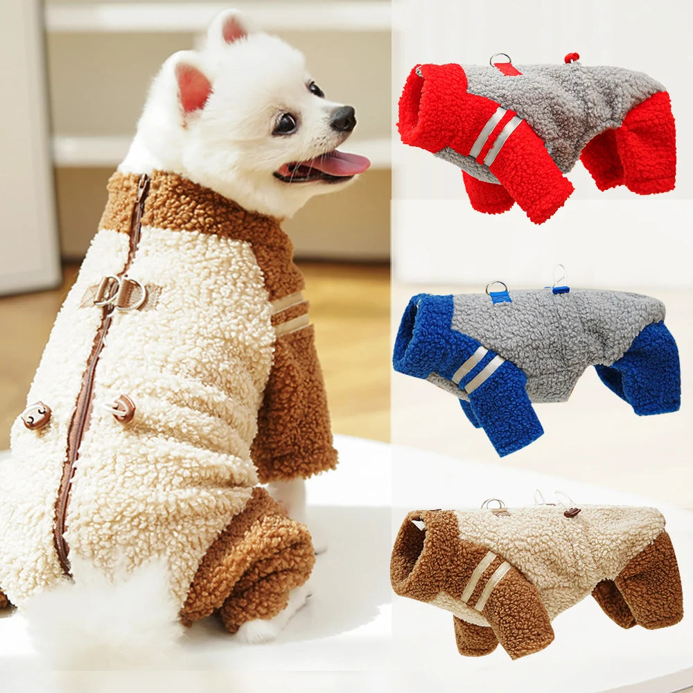 Trendy Back Closure Dog Jacket, Stylish Pet Coat for Winter, Warm Zip Up Puppy Cat Clothes, Fashionable Outdoor Apparel