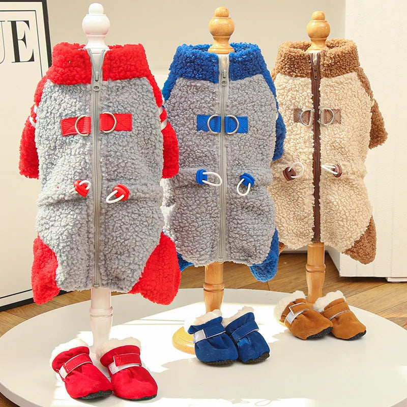 Trendy Back Closure Dog Jacket, Stylish Pet Coat for Winter, Warm Zip Up Puppy Cat Clothes, Fashionable Outdoor Apparel