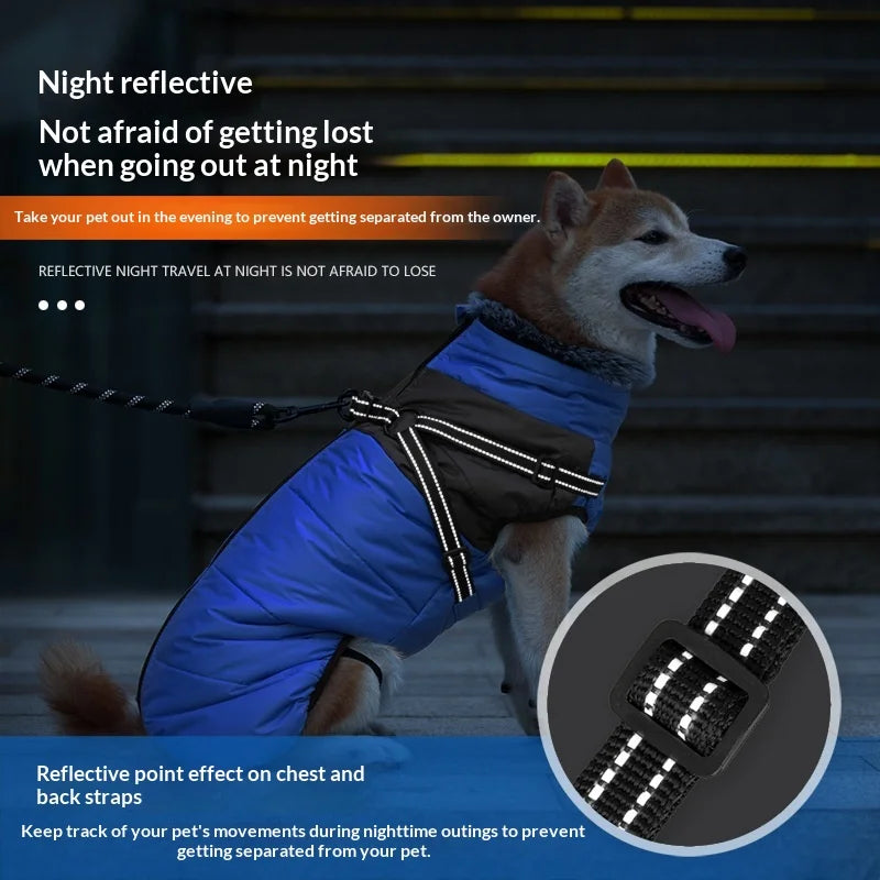 All-in-One Dog Jacket with Harness - Fleece-Lined Windproof Thermal Coat,High Neck Winter Apparel for Outdoor Use (CE Certified）