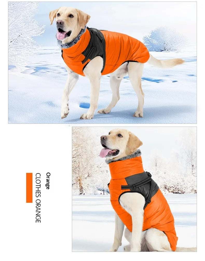 All-in-One Dog Jacket with Harness - Fleece-Lined Windproof Thermal Coat,High Neck Winter Apparel for Outdoor Use (CE Certified）