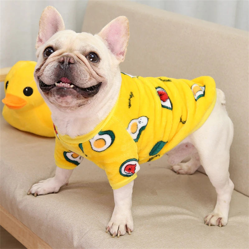 Lovely Leopard Pet Dog Clothes Soft Flannel Winter Puppy Overalls York Dog Cartoon Printing Sphinx Cat Sweatshirt Drop Shipping